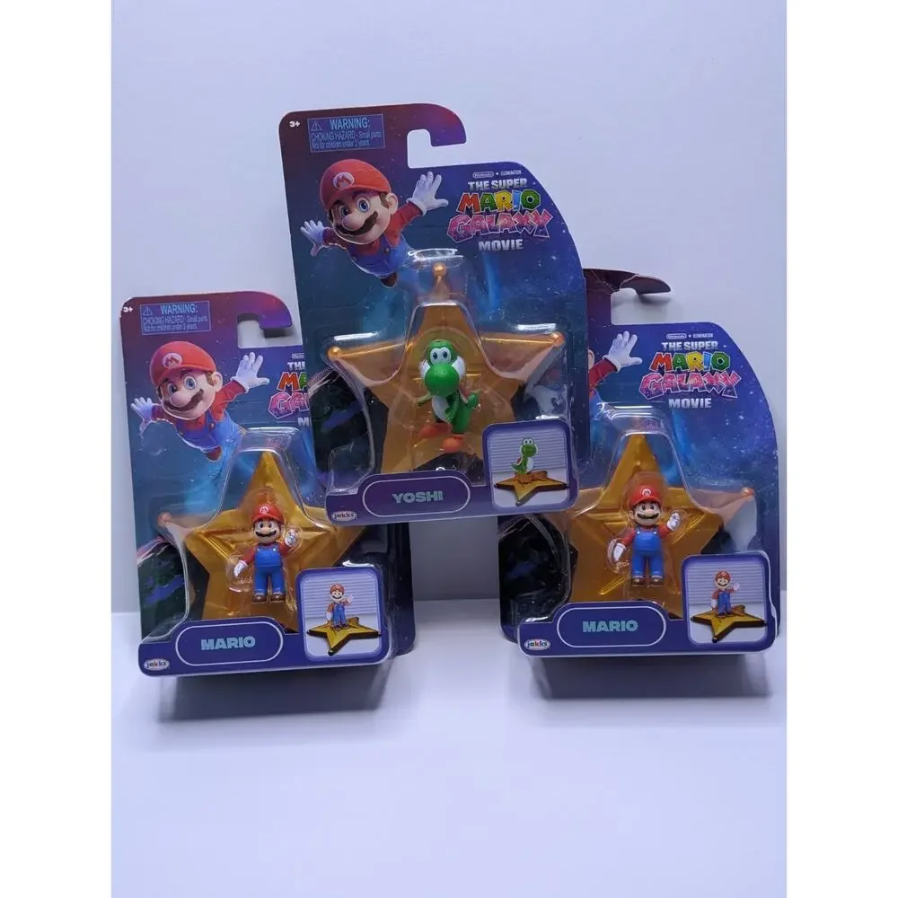 Lot 3 Super Mario Galaxy Movie Figures Mario x2 Yoshi Jakks New